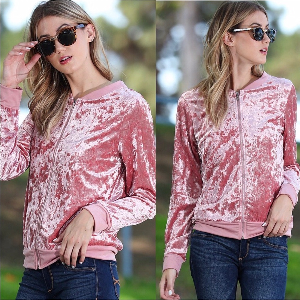 Mauve crushed velvet jacket